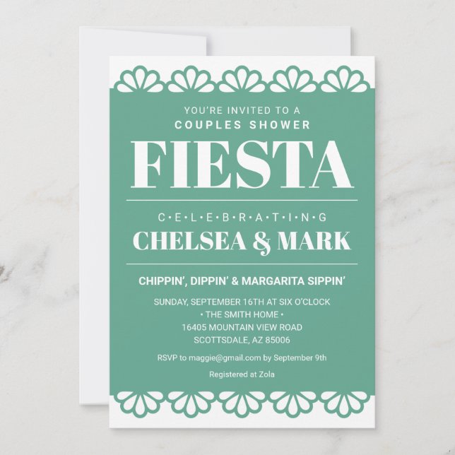 Convite de Chuveiro de Casais Papel Picado (Frente)