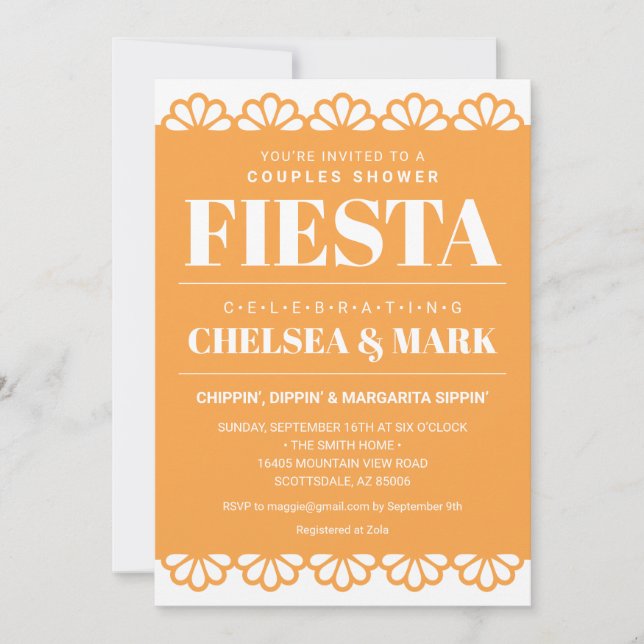 Convite de Chuveiro de Casais Papel Picado (Frente)