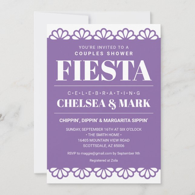 Convite de Chuveiro de Casais Papel Picado (Frente)