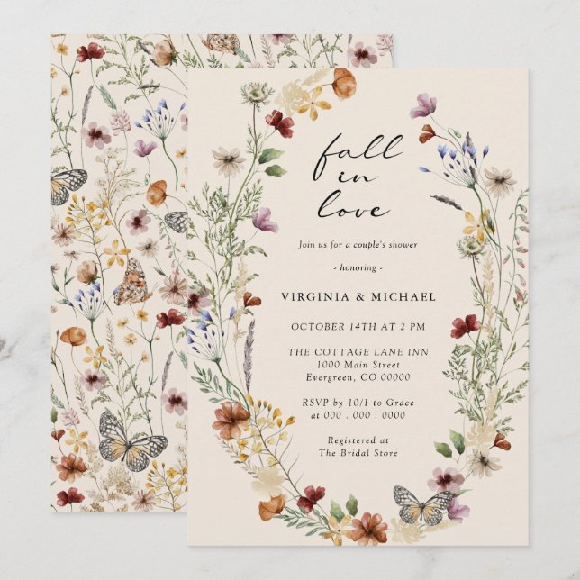 Convite de Chuveiro de Casal Boho (Frente/Verso)