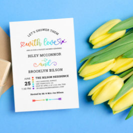 Convite de Chuveiro de Casal LGBT Cute com Coração