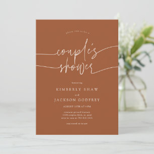 Convite de Chuveiro de Casal Minimalista Script Te