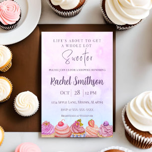 Convite de Chuveiro de Cupcake Pastel