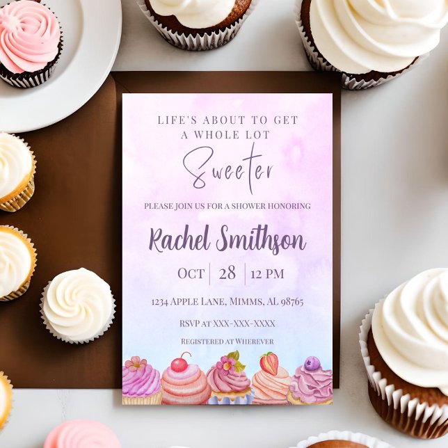 Convite de Chuveiro de Cupcake Pastel (Criador carregado)