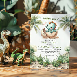 Convite de Chuveiro de Dinossauro Adorável Nascerá