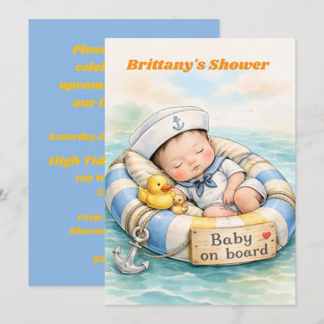 Convite de Chuveiro de Download Digital Baby on Bo (Frente/Verso)