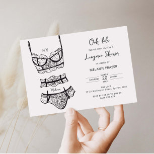 Convite de chuveiro de lingerie desenhado à mão mi