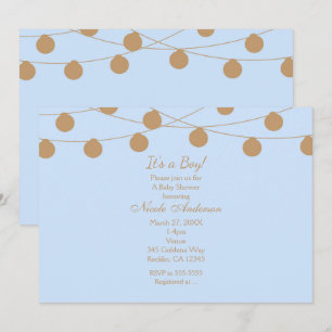 Convite de Chuveiro de Luzes de Corda Modernas Azu