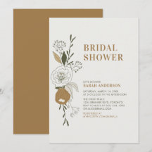 Convite de Chuveiro de Noiva Boho Floral Outono