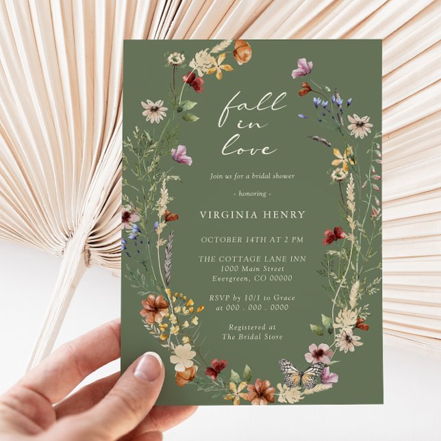 Convite de Chuveiro de Noiva Boho para se Apaixona (Fall In Love Boho Bridal Shower Invitation
)