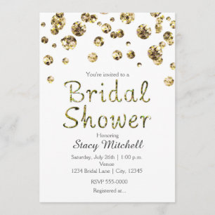 Convite de Chuveiro de Noiva Brilho Branco e Doura