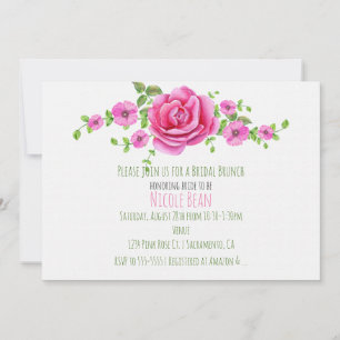 Convite de Chuveiro de Noiva com Flores Rosas em E