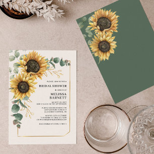 Convite de Chuveiro de Noiva com Girassóis Florais