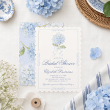 Convite de Chuveiro de Noiva com Hortênsia Azul El