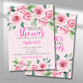 Convite de Chuveiro de Noiva com Rosas em Aquarela