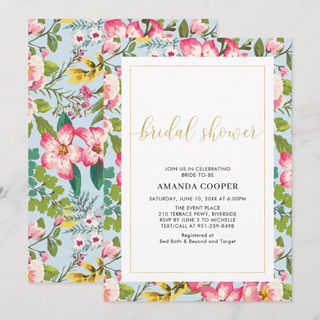 Convite de Chuveiro de Noiva de Casamento Tropical (Frente/Verso)