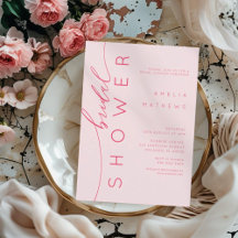 Convite de Chuveiro de Noiva Elegante Rosa e Verme