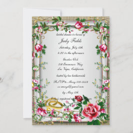 Convite de Chuveiro de Noiva Elegante Rosas Vermel