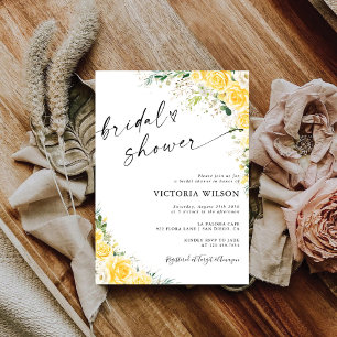 Convite de Chuveiro de Noiva Floral Amarelo Elegan