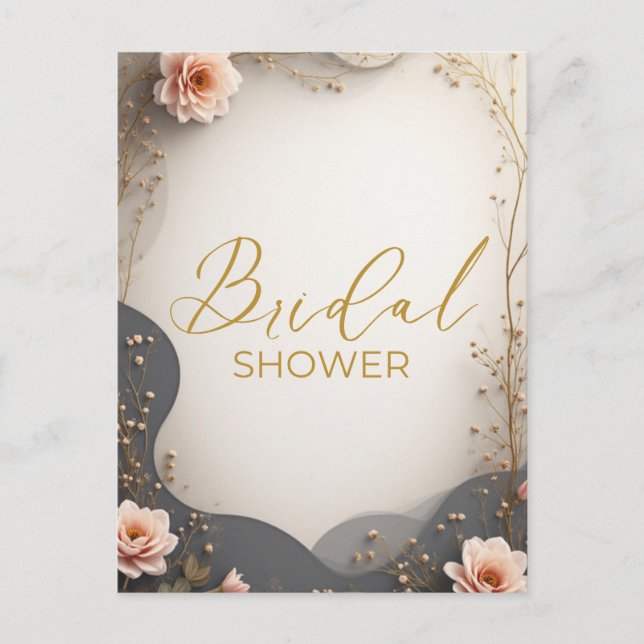 Convite de Chuveiro de Noiva Floral Boho (Frente)