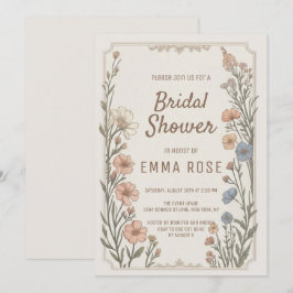 Convite de Chuveiro de Noiva Floral Boho Elegante