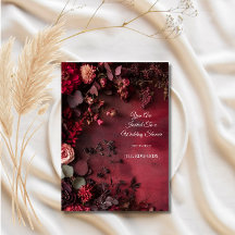 Convite de Chuveiro de Noiva Floral Borgonha
