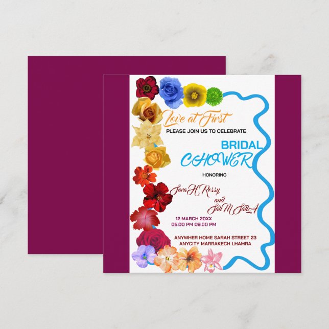 Convite de Chuveiro de Noiva Floral, Chuveiro de N (Frente/Verso)