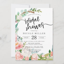 Convite de Chuveiro de Noiva Floral de Verão Corad