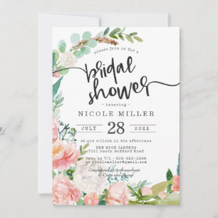 Convite de Chuveiro de Noiva Floral de Verão Corad