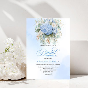 Convite de Chuveiro de Noiva Jardim Boho Blue Hydr