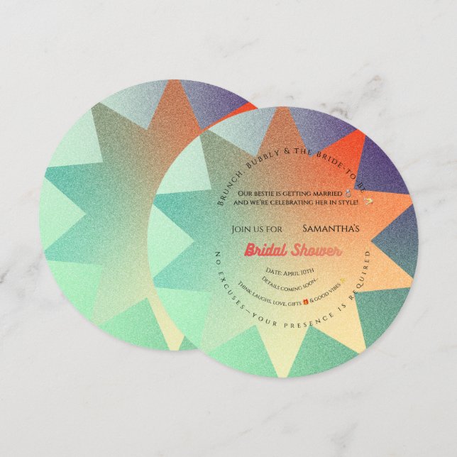 Convite de Chuveiro de Noiva Moderno Starburst – C (Frente/Verso)