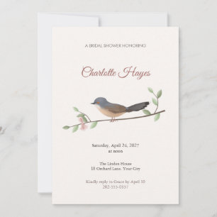 Convite de Chuveiro de Noiva Pássaro Cantor Prinia