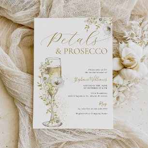 Convite de Chuveiro de Noiva Pétalas e Prosecco