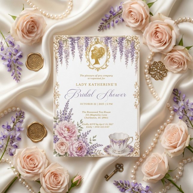 Convite de Chuveiro de Noiva Regency Wisteria (Criador carregado)