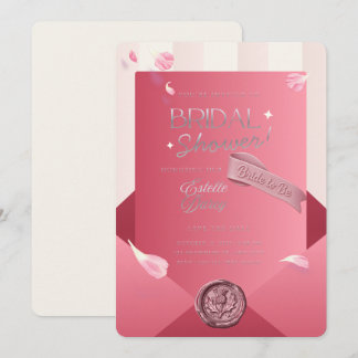 Convite de Chuveiro de Noiva Rosa Luxo | Editável
