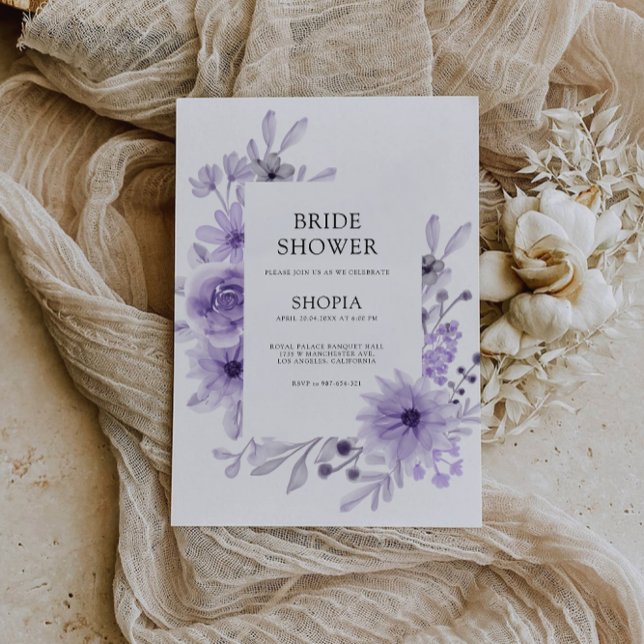 Convite de Chuveiro de Noiva Roxo (Purple Bridal Shower Invitation)
