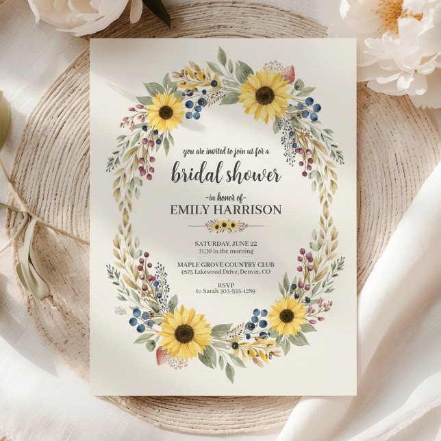 Convite de Chuveiro de Noiva Sunflower Corner Esti (sunflower bridal shower invitation)