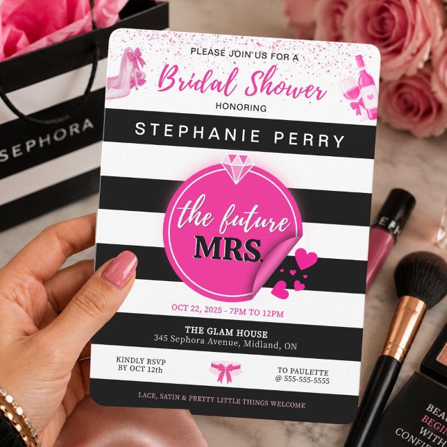 Convite de Chuveiro de Noiva Tema Sephora (Sephora theme chic bridal shower invitation)