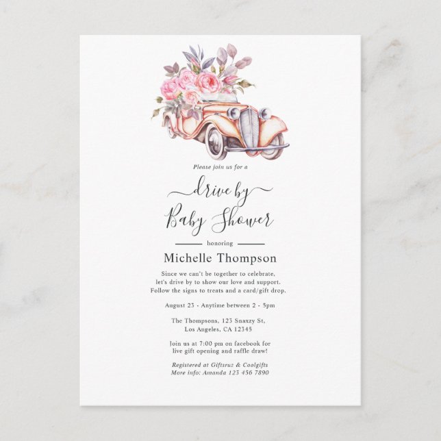 Convite de Chuveiro de Paris com Tema de Aquarela  (Frente)