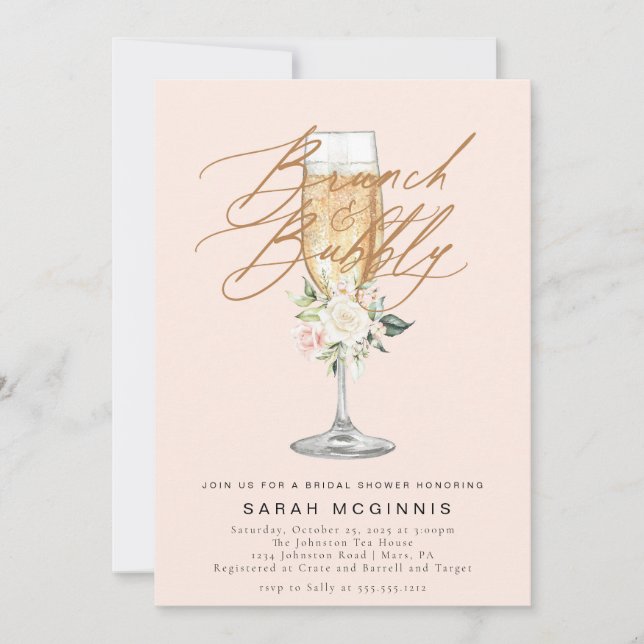 Convite de Chuveiro de Prosecco Champagne Brunch e (Frente)