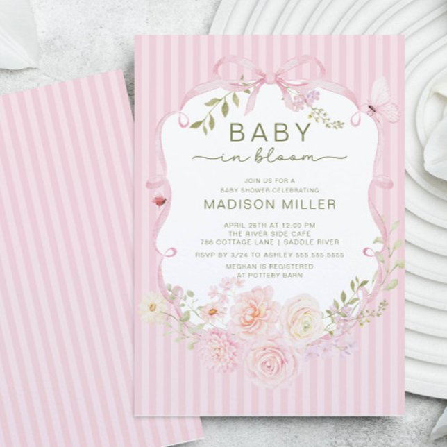 Convite de Chuveiro Floral Rosa Baby in Bloom (Criador carregado)