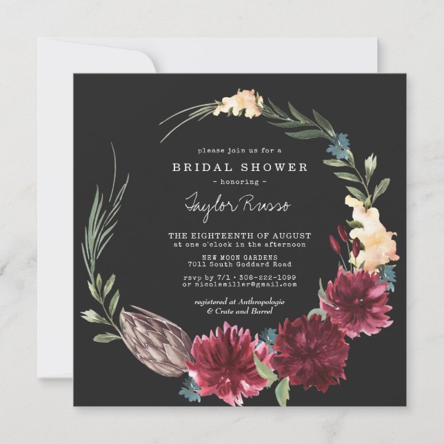Convite de Chuveiro Nupcial Boho Rústico de Outono (Frente)