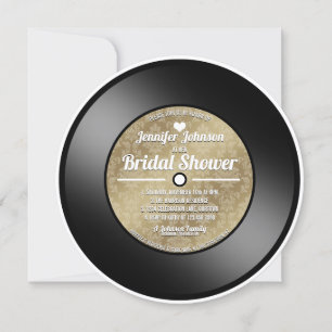 Convite de Chuveiro Nupcial de Disco de Vinil Retr