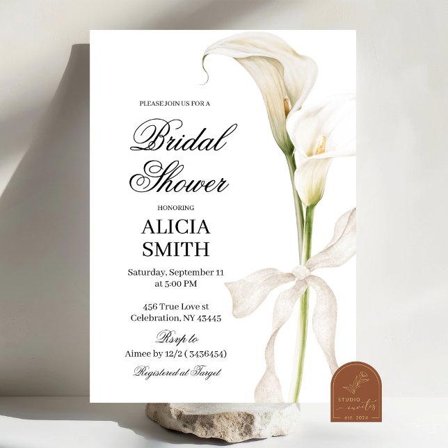 Convite de Chuveiro Nupcial de Lírio Calla Branco (Criador carregado)