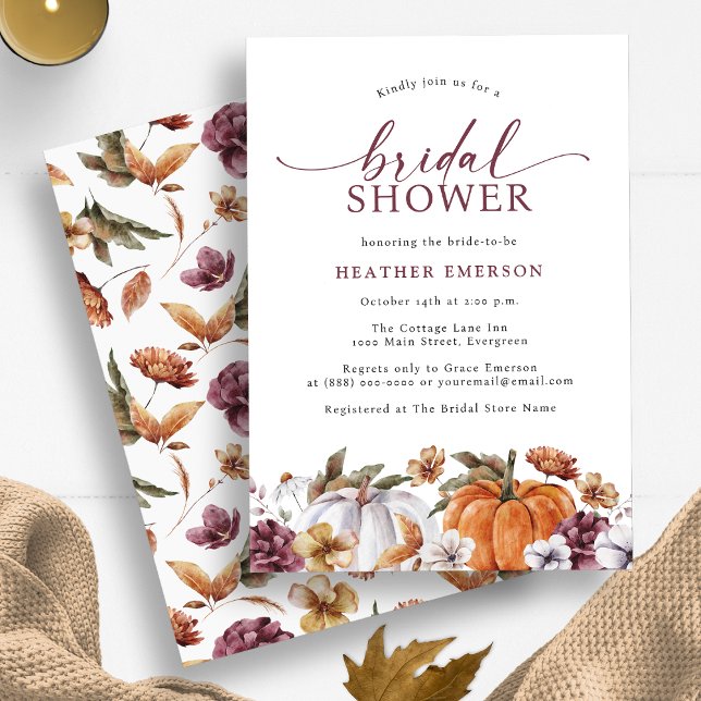 Convite de Chuveiro Nupcial de Outono (Pumpkin Fall In Love Bridal Shower Invitation by Painted Paperie)