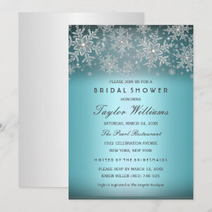 Convite de Chuveiro Nupcial Floco de Neve Joia Azu