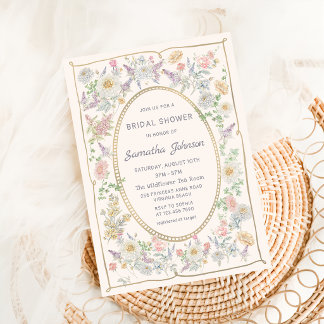 Convite de Chuveiro Nupcial Floral Manuscrito