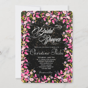 Convite de Chuveiro Nupcial Floral Rosa Luxuoso