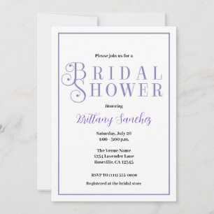 Convite de Chuveiro Nupcial Periwinkle Classy Chic
