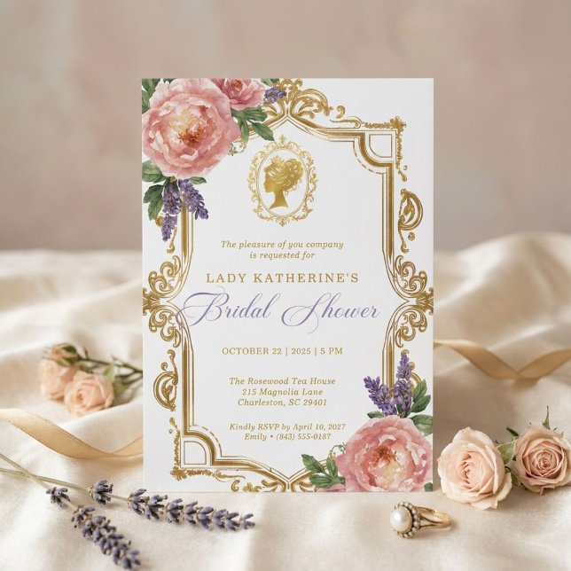 Convite de Chuveiro Nupcial Regency Wisteria (Criador carregado)